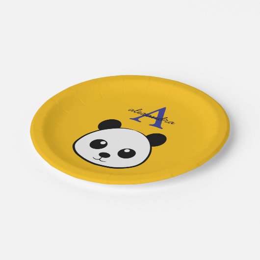 Cute Panda Bear Paper Plates – Personalized  Pappteller (Schrägansicht)