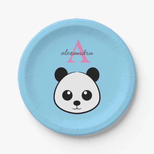 Cute Panda Bear Paper Plates – Personalized Pappteller (Vorderseite)