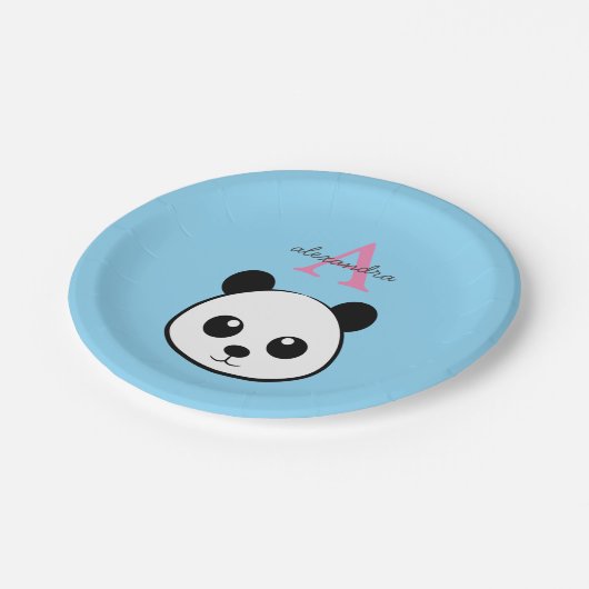 Cute Panda Bear Paper Plates – Personalized Pappteller (Schrägansicht)