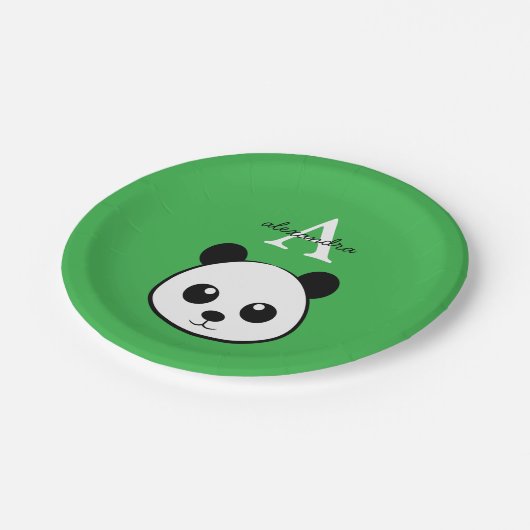 Cute Panda Bear Paper Plates – Personalized Pappteller (Schrägansicht)