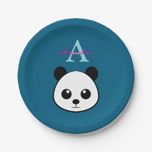 Cute Panda Bear Paper Plates – Personalized Pappteller (Vorderseite)