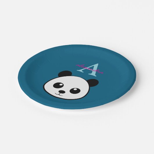 Cute Panda Bear Paper Plates – Personalized Pappteller (Schrägansicht)