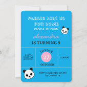 Cute Panda Bear Party Invitation – Personalized Einladung (Rückseite)