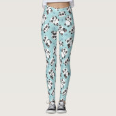 Cute panda bear paw cyan background leggings (Vorderseite)