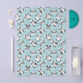 Cute panda bear paw cyan background seidenpapier (Handwerk)