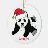 Cute Panda Bear Personalized Kids Christmas Keramik Ornament (Links)