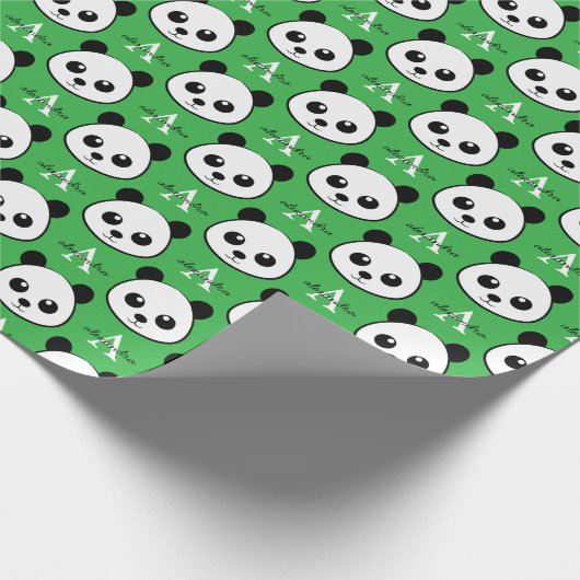 Cute Panda Bear – Personalized Monogram  Geschenkpapier (Ecke)