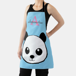 Cute Panda Bear – Personalized Monogram Kitchen Schürze