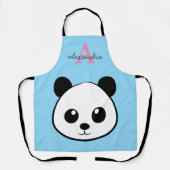 Cute Panda Bear – Personalized Monogram Kitchen Schürze (Vorderseite)