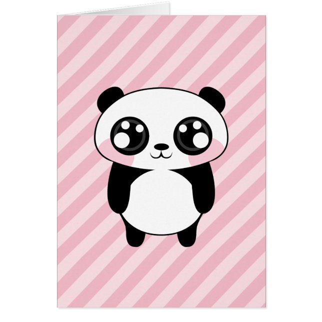 Cute Panda Bear Pink Stripes Background (Vorne)