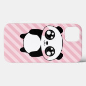 Cute Panda Bear Pink Stripes Background Case-Mate iPhone Hülle (Rückseite (Horizontal))