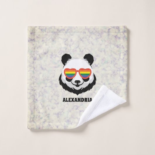 Cute Panda Bear | Rainbow | LGBTQ Badhandtuch Set (Waschlappen)