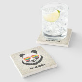 Cute Panda Bear | Rainbow | LGBTQ Steinuntersetzer (Seitenansicht)