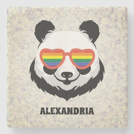 Cute Panda Bear | Rainbow | LGBTQ Steinuntersetzer (Vorderseite)