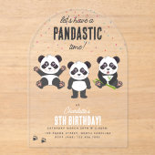 Cute Panda Bear Theme Kawaii Kids Birthday Party Acryleinladungen (Vorderseite)