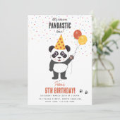 Cute Panda Bear Theme Kawaii Kids Birthday Party Einladung (Stehend Vorderseite)