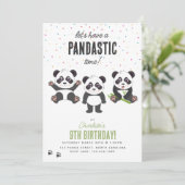 Cute Panda Bear Theme Kawaii Kids Birthday Party Einladung (Stehend Vorderseite)