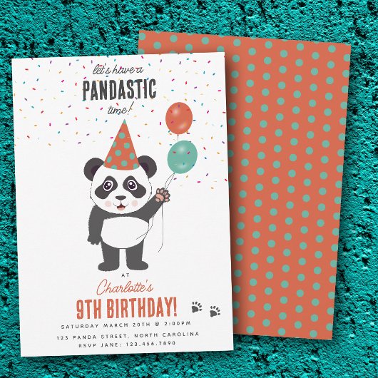 Cute Panda Bear Theme Kawaii Kids Birthday Party Einladung