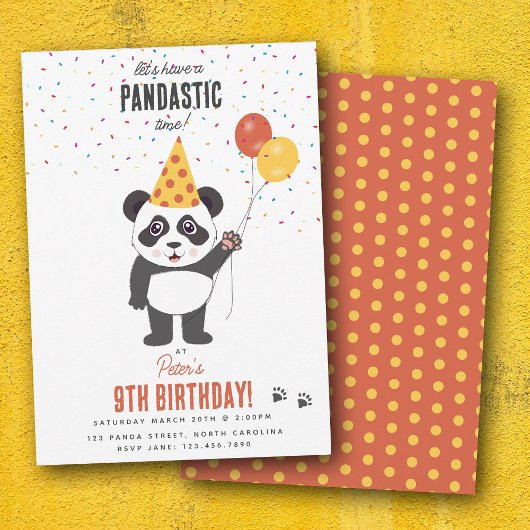 Cute Panda Bear Theme Kawaii Kids Birthday Party Einladung