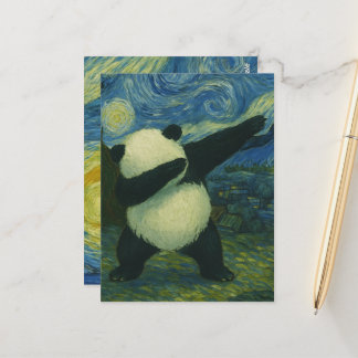 Cute Panda Bear - Van Gogh Style - Starry Night  Postkarte