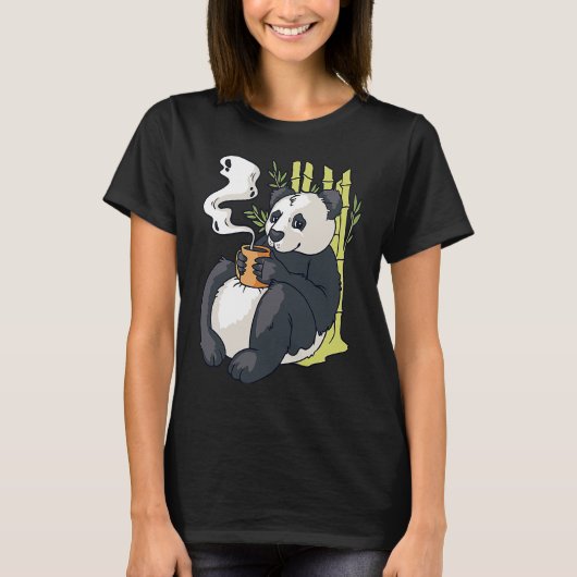 Cute Panda Bear with Hot Coffee Sarcasm Funny Pand T-Shirt (Vorderseite)