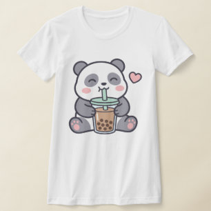 Cute Panda Boba Tea Damen Slim Fit T-Shirt