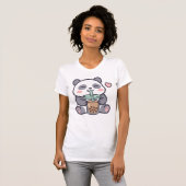 Cute Panda Boba Tea Damen Slim Fit T-Shirt (Vorne ganz)
