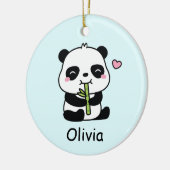 Cute Panda Cub Munching On Bamboo, Kids Name Keramik Ornament (Links)