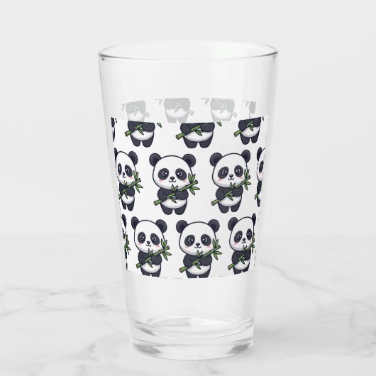 Cute Panda Drinking Glass – Seamless Pattern Glas (Rückseite)