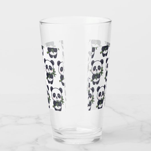Cute Panda Drinking Glass – Seamless Pattern Glas (Rechts)