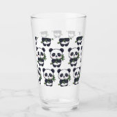 Cute Panda Drinking Glass – Seamless Pattern Glas (Vorderseite)