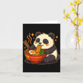 Cute Panda Eating Ramen Noodles  Karte (Gelbe Blume)