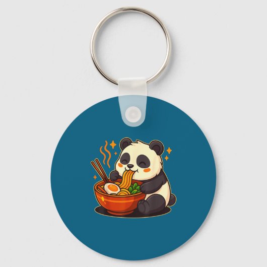 Cute Panda Eating Ramen Noodles Schlüsselanhänger (Vorderseite)