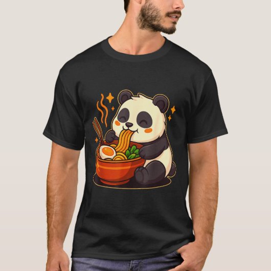 Cute Panda Eating Ramen Noodles T-Shirt (Vorderseite)