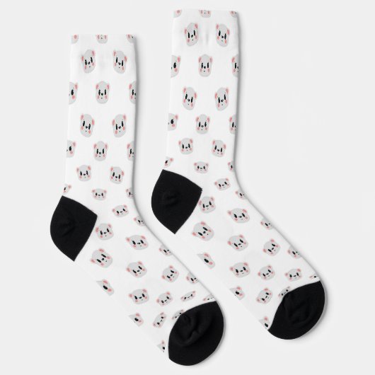 Cute Panda Grid Crew Socks Socken (Rechts)