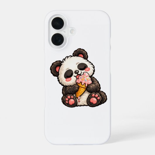 Cute Panda Ice Cream iPhone 16 Hülle (Rückseite)