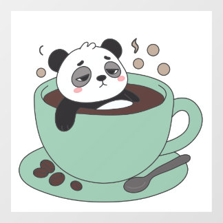 Cute Panda In Coffee Cup Coffee Lover Gift Fensteraufkleber