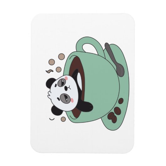 Cute Panda In Coffee Cup Coffee Lover Gift Magnet (Vertikal)