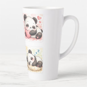 Cute Panda Latte Tasse Ästhetik Wasserfarbe