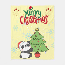 cute panda merry Christmas blanket Fleecedecke