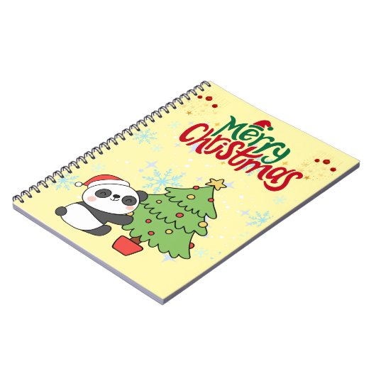 cute panda merry Christmas note book Notizblock (Linke Seite)
