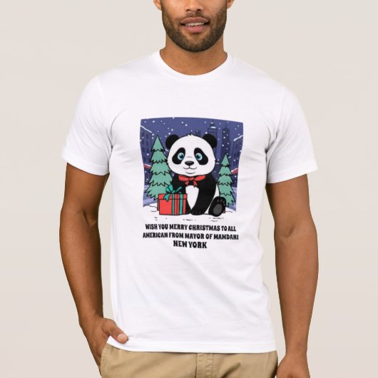 Cute Panda Merry Christmas T-Shirt | New York Holi (Vorderseite)