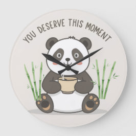 Cute Panda Mug Große Wanduhr