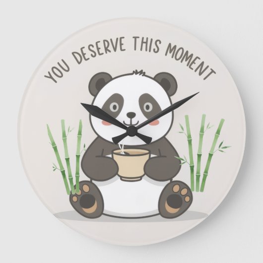 Cute Panda Mug Große Wanduhr (Vorderseite)