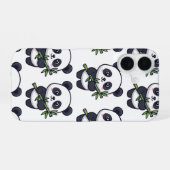 Cute Panda Pattern iPhone Case – Black & White 16 Hülle (Rückseite (Horizontal))
