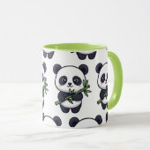 Cute Panda Pattern Mug – Black & White Design Tasse (VorderseiteRechts)