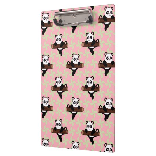 Cute Panda Pattern on Pink – Kawaii Seamless  Klemmbrett (Links)