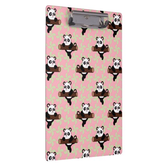 Cute Panda Pattern on Pink – Kawaii Seamless  Klemmbrett (Rechts)