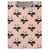 Cute Panda Pattern on Pink – Kawaii Seamless  Klemmbrett (Vorderseite)