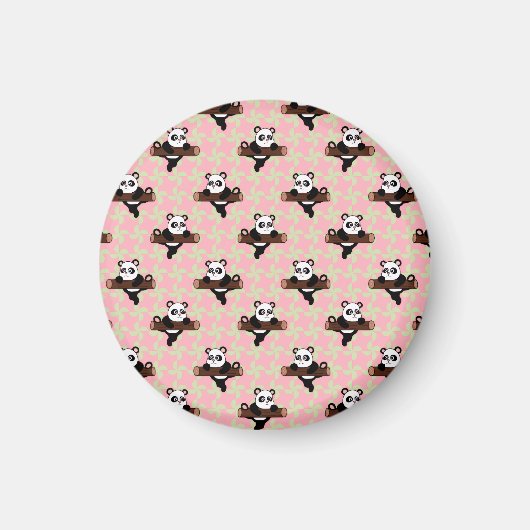 Cute Panda Pattern on Pink – Kawaii Seamless Magnet (Vorne)